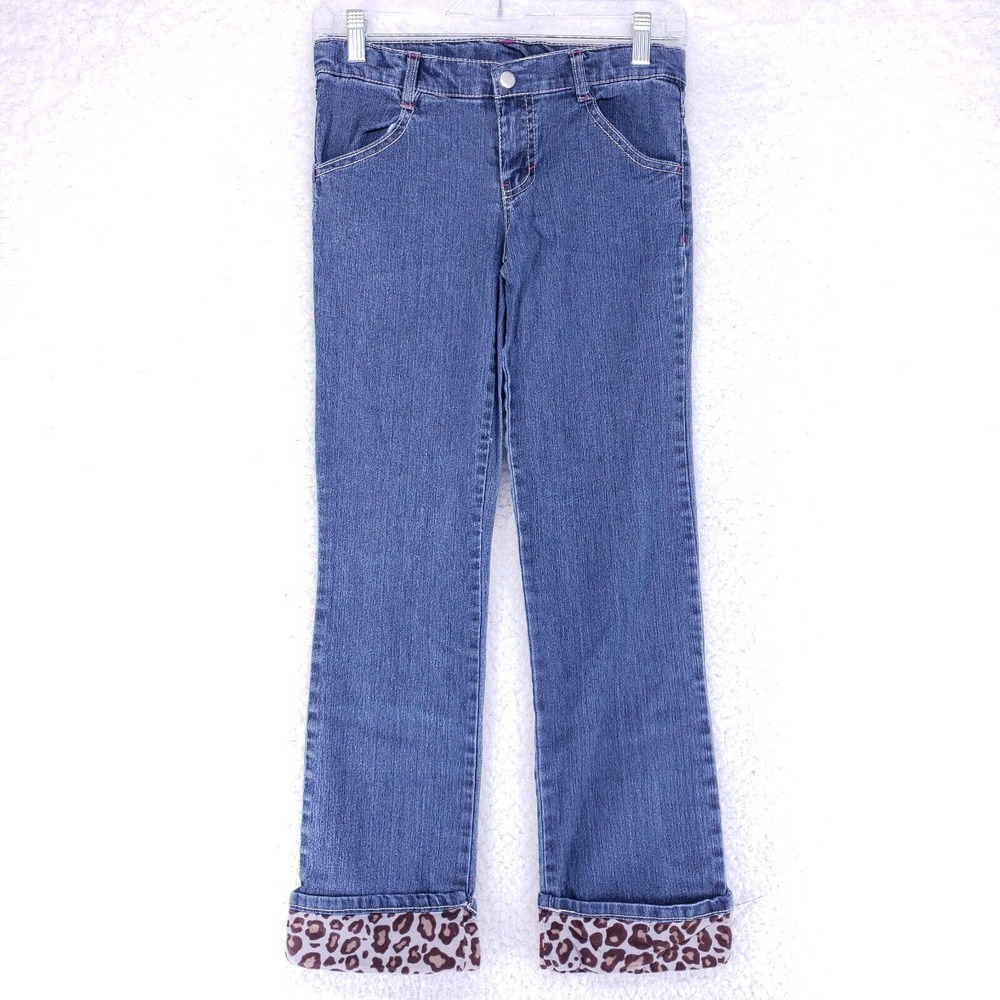 Gymboree Cheetah Hems Blue Jeans Juniors Size 10 Soft Denim Casual Pants